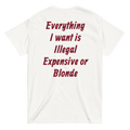 ALL I WANT IS ILLEGAL, EXPENSIVE OR BLONDE